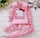 Hosiery Cotton Printed Clothing Set for Kids, Pink 