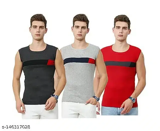 Gym Vests for Men (Multicolor, M) (Pack of 3)