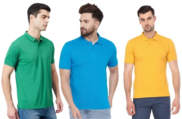Polo T-shirts for Men, Pack of 3 (Multicolor, XXL)
