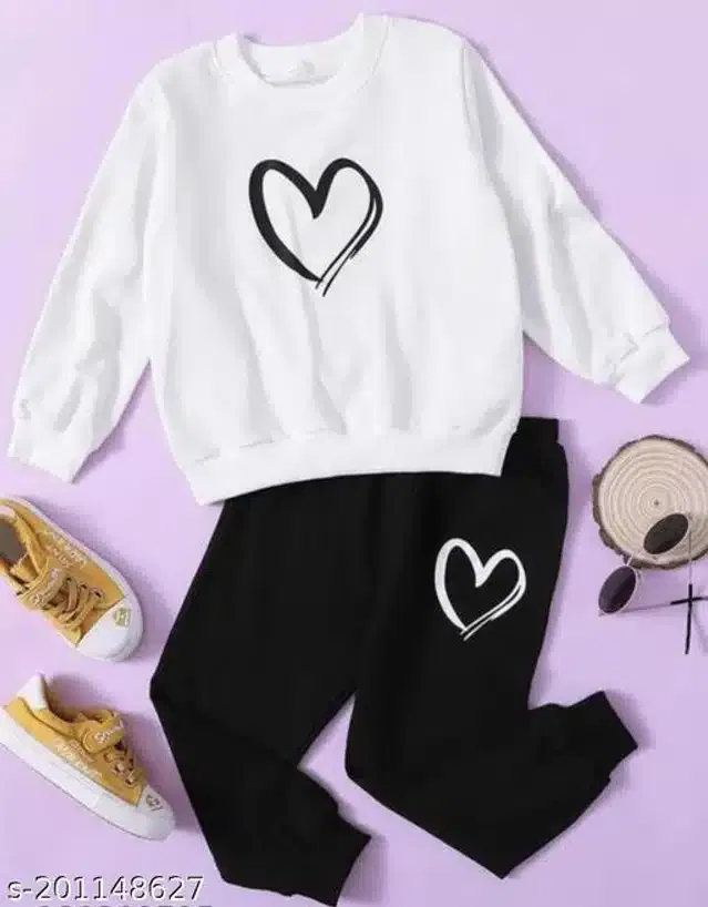 Hosiery Cotton Full Sleeves T-Shirt with Pant Clothing Set for Kids (White & Black, 12-18 Months)