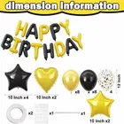 Happy Birthday Balloon Decoration Kit ,Golden & Black, Set Of 1