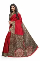 SVB साड़ी प्रिंटेड कलमकारी आर्ट सिल्क साड़ी 