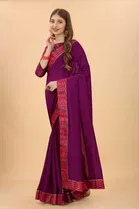 SVB Vichitra Silk Women Jacquard Saree With Un-Stitched Blouse 