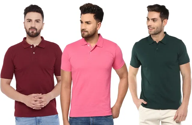 Polo T-shirts for Men, Pack of 3 (Multicolor, XL)
