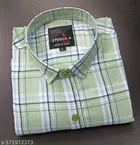 Cotton Blend Checked Shirt for Men, Green 