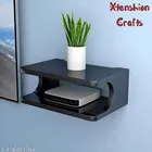 Wooden Double Layer Wall Shelves For Home, Black