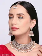 Rose Gold Bridal Chocker with Pearl Jumkha Jewellery Set for Women 