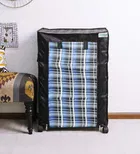 Trendy Multipurpose Foldable Wardrobe for Home with Cover | 360 ° Rotating Wheels Metal Semi-Open Book Shelf  