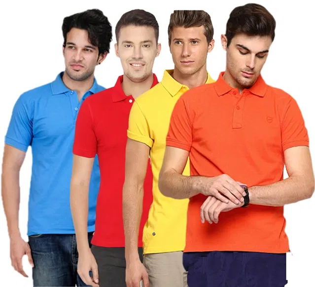 Polo Solid T-shirt Pack of 4 for Men (Multicolor, XXL)