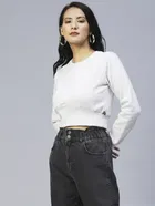 Women's Corset Fit Round Neck Sweatshirt 