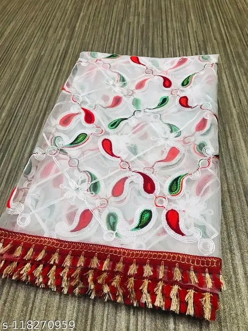 Embroidered Punjabi Net Paisley Sewing & Embroidery (Multicolor, Free Size)