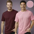 Polyester Round Neck T-shirt for Men, Multicolour, Pack of 2 