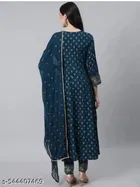 Art Silk Anarkali Kurta Set with Lace Border for Women 