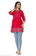 Anarkali Rayon Printed Kurti for Women 