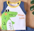 Hosiery Cotton Printed Clothing Set for Kids, Blue 