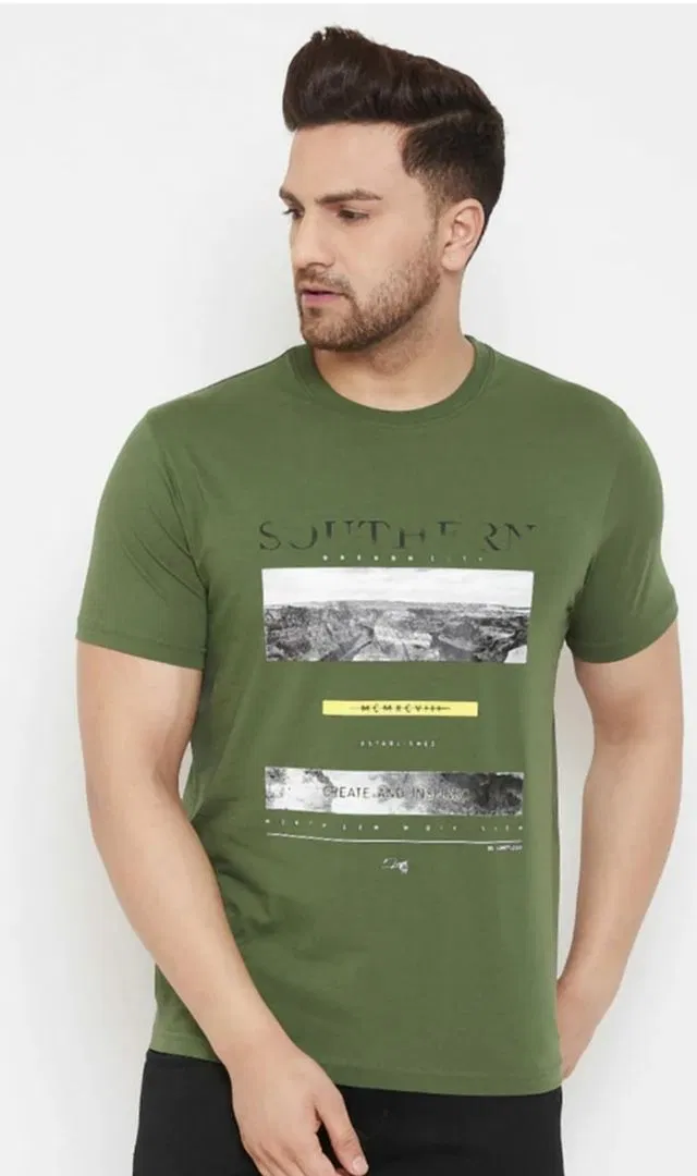 रगस्टार बेस्ट हॉट सैलिंग कॉटन टी-शर्ट फॉर मेन (L, Olive) (R026)