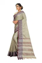 शारदा क्रिएशन कॉटन एम्बेलिशड साड़ी विद ब्लाउज 