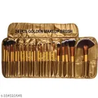 Synthetic Bristle Makeup Brushes Sets With Pouch- Golden, Set 24 Pcs