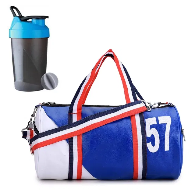 Polyester Printed Gym Bag with Shaker Bottle (400 ml) for Men & Women (Multicolor, Set of 1)