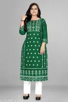 Chanderi Cotton Printed Kurti with Pant for Women 