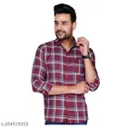 Cotton Blend Checkred Shirt for Men, Maroon 