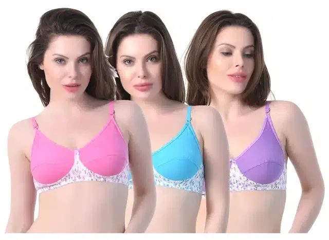 Non Padded Bra for Women (Pack of 3) (Multicolor, 38B)