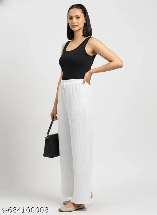 Palazzo Pants for Women, Pack of 2 (Black, M)