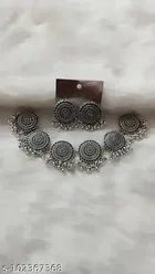 Women's Oxidised Silver Jewellery Set with Earrings
