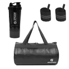 PU Leather Gym Bag with Wristband & Shaker Bottle 