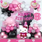 Hello Kitty Theme 8th Happy Birthday Decoration,Multicolour,Set Of 1