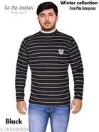 Woolen Striped Sweater for Men (Black, M)