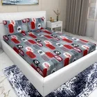 Arch Fab Grey Red Floral Flat Double Bedsheet 88X90 Inch