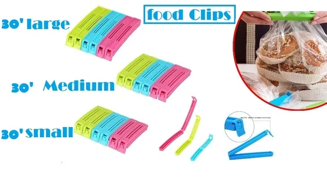 Plastic Food Bags Airtight Vaccum Sealer Clips (Multicolor, Set of 90)