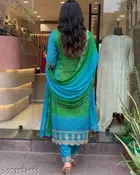 Salwar Suit With Print Embroidery and Dupatta for Women 