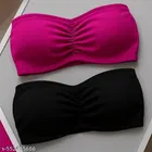 Lycra Bra for Women & Girls, Black & Maroon, Pack of 2 