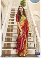 Striped Saree with Unstitched Blouse for Women 