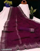 Georgette Embellished Saree For Women, Purple