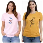 Cotton Blend T-shirt for Women, Pink & Yellow, Pack of 2 