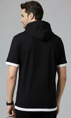 Polyester Printed T-shirt for Men, Black 