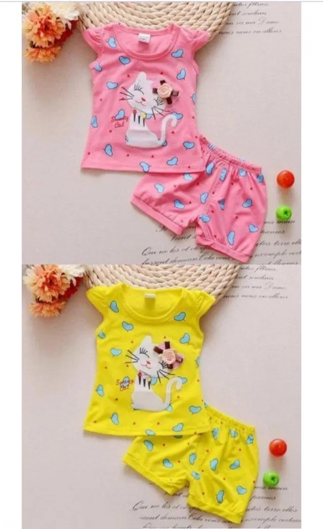 Hosiery Clothing Set for Girls (Multicolor, 6-9 Months) (Set of 2)