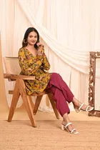 Rayon Floral Print Short Kurti for Women 