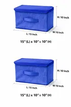 Craft Bazar Multipurpose Foldable Fabric Big Storage Box Pack of 2 with Lid and Handle for Clothes, Toys, Wardrobe, Shelf, Bedroom and Home Organization