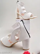 [99] Solid Synthetic Block Heel Sandals for Women 