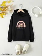 Cotton Blend Sweatshirt for Girls (Black, 2-3 Years)