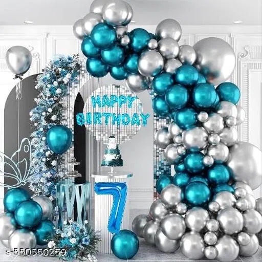 62 Pcs Pcs 7th Birthday Decoration kit, Multicolour, Set of 1