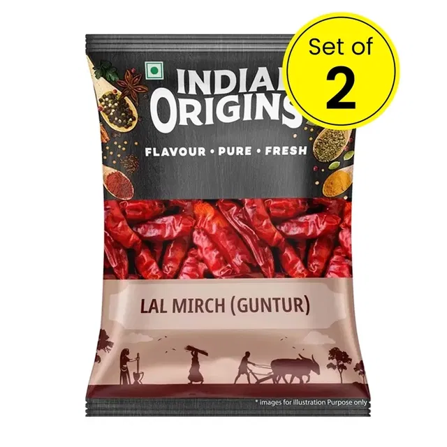 इंडियन ओरिजिन्स लाल मिर्च (गुंटूर) 2X75 g (सेट ऑफ 2)