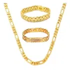 Designer Chain with 2 Pcs Bracelet for Men & Boys (Gold, Set of 2)