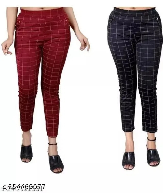 Cotton Blend Jeggings for Girls (Multicolor, 13-14 Years) (Pack of 2)