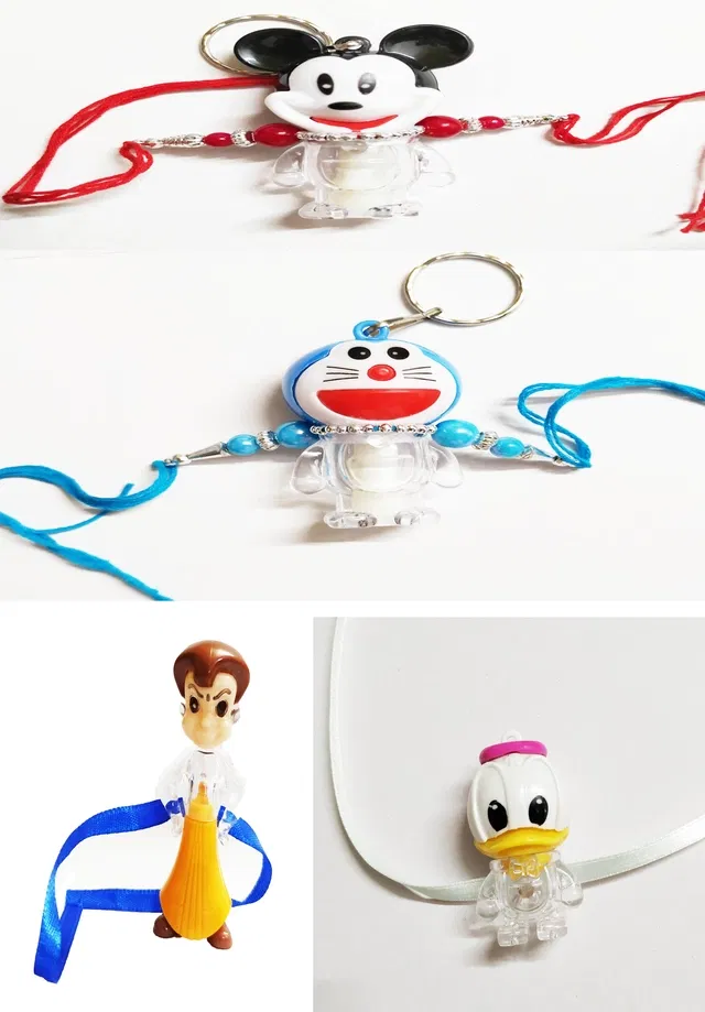 Rakhi for Kids Kids LED Light Chota Bheem , Micky Mouse, Donal Duck & Doraemon ( Pack of 4 )