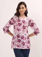 Womens Floral Print Short Rayon Kurti 